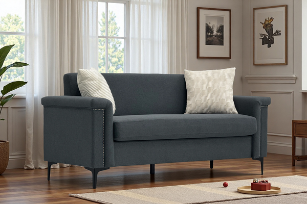 Sofa Sitzfläche 172x73.5x81.5 cm, Dunkelgrau, Feinleinenbezug, Massivholzrahmen mit Taschenfederkern-Sitzkissen