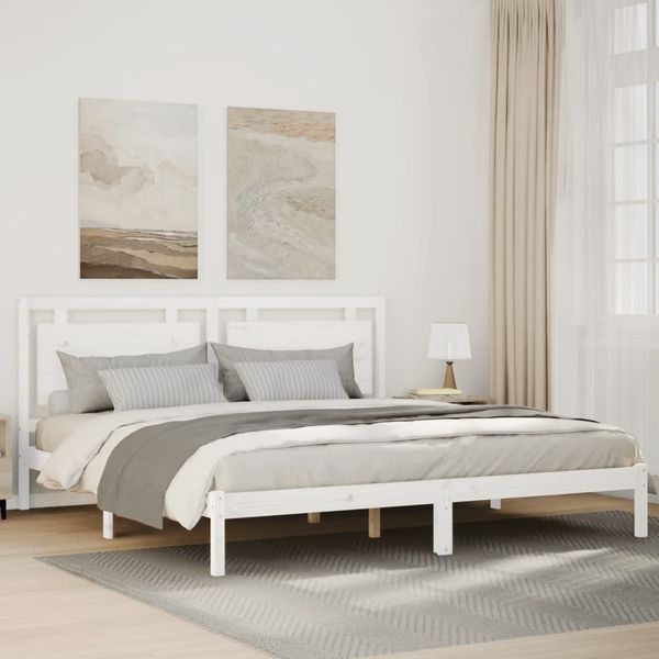 vidaXL Massivholzbett Extra Lang ohne Matratze Weiß 200x220 cm 3309208