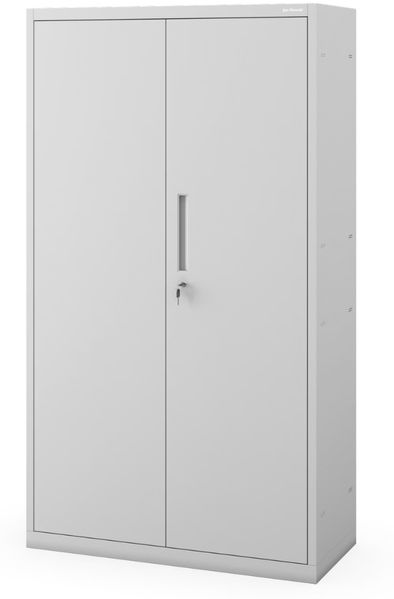 Metallschrank mit Sockel MEGAN - 160x90x40cm Grau | Büroschrank Aktenschrank Stahlschrank Fachbodenschrank Werkstattschrank
