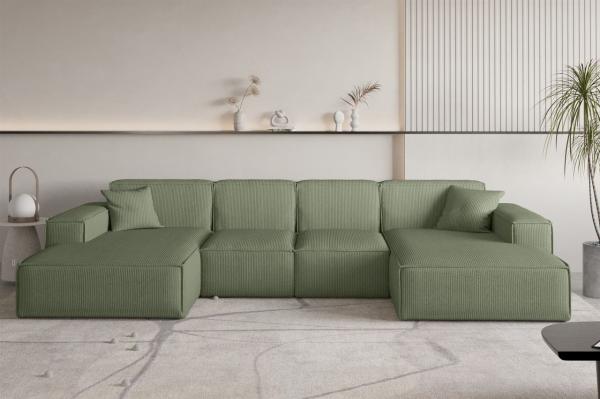 Wohnlandschaft Sofa U-Form CELES PREMIUM XS in Stoff Scala Forest