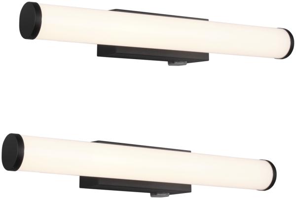 LED Bad Wandleuchten 2er Set mit Schalter Schwarz - Spiegelleuchten, Breite 40cm