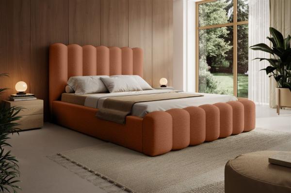 Polsterbett Doppelbett MACON 160x200cm Komplettset Stoff Euphoria Rostbraun