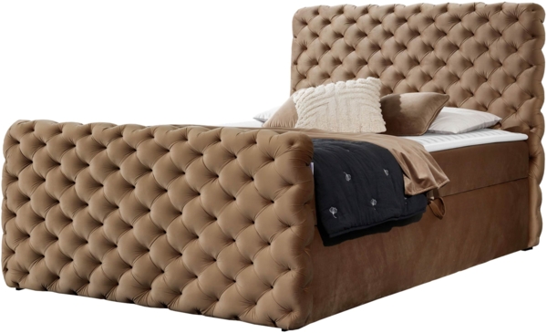 Boxspringbett Serrula Lux, Braun, 120 x 200 cm