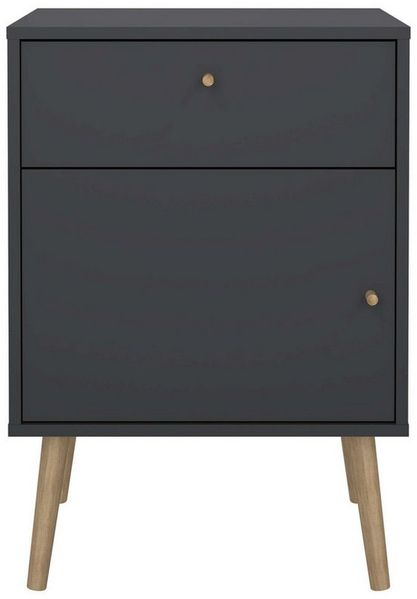 andas Nachtkommode Bodo, Nachttisch, Nachtschrank, Beistelltisch, 1 Tür, 1 Schublade, Beine und Griffe aus Massivholz, Breite 50 cm