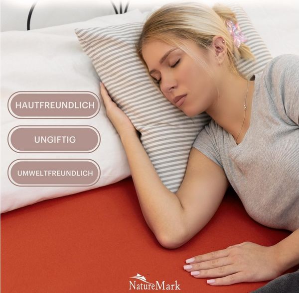 NatureMark Spannbettlaken Jersey Basic Spannbetttuch, 100% Baumwolle, Gummizug: rundum, (1 Stück), in vielen Größen und Farben, bis 25cm Steghöhe, 90x200cm, Rost rot