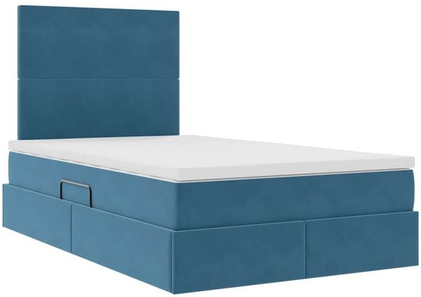 vidaXL Aufbewahrungsbett mit Matratze Dunkelblau 120 x 200 cm Samt 3371965 Bild 5