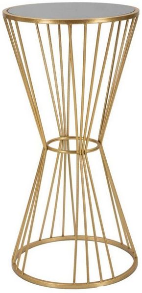 Natur24 Beistelltisch Tavolinetto Beistelltisch 40 x 40 x 80 cm Metall MDF Spiegel Gold