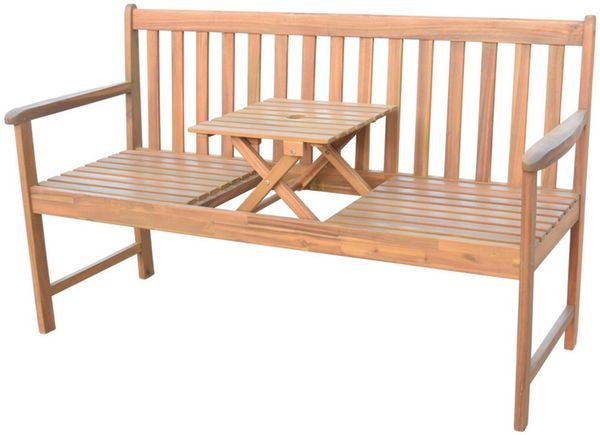 Gartenbank mit integriertem Tisch 2-Sitzer 3-Sitzer Holzbank Sitzbank Parkbank Bank Gartenmöbel Akazienholz