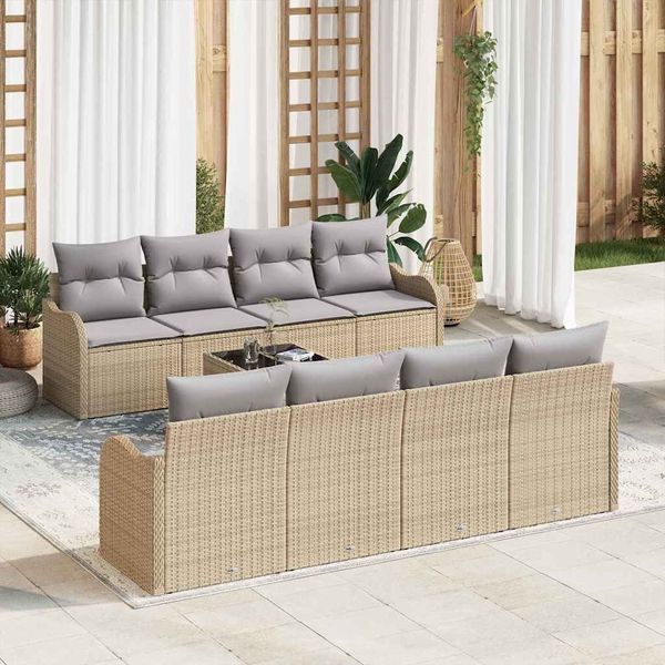 vidaXL Gartensofa-set Beige 55 x 55 x 37 cm Poly-Rattan 3345630
