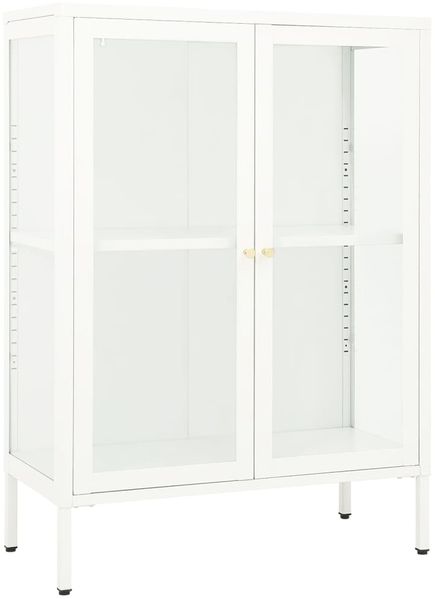 Sideboard, Kommode Weiß 75x35x105 cm Stahl und Glas