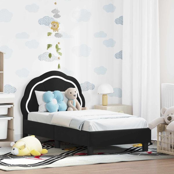 vidaXL Kinderbettgestell mit Kopfteil Schwarz 70 x 140 cm Samt 42010896