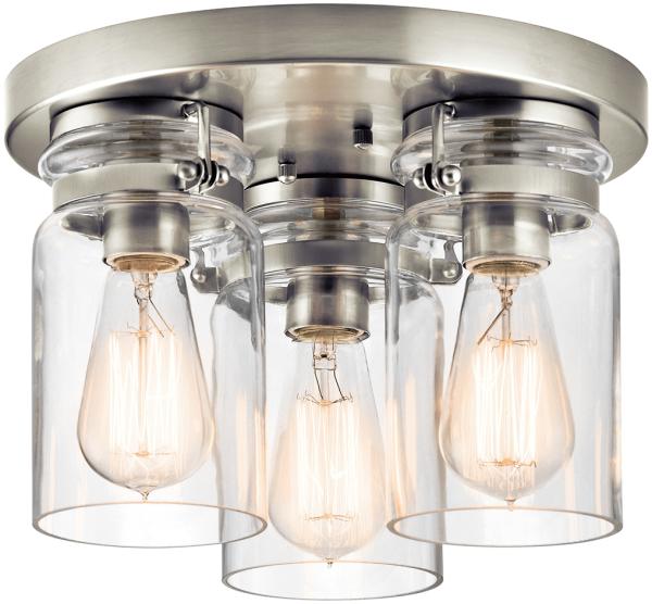 Elstead Lighting Brinley 3-Light Deckenleuchte 3-flammig E27 Nickel gebürstet