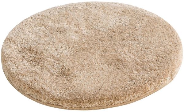 Grund Badematte Melos, Badvorleger, Badezimmer Teppich, sehr weich, Höhe 27 mm, rutschhemmend beschichtet, fußbodenheizungsgeeignet, Kunstfaser, rund, melierte Optik, sehr weicher Flor, Melange-Effekt, Made in Europe