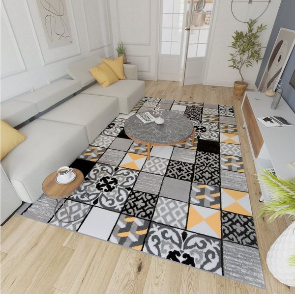 Mazovia Designteppich Modern Teppich Kurzflor Wohnzimmerteppich Robust und pflegeleicht GRAU, 80 x 150 cm, Fußbodenheizung, Allergiker geeignet, Farbecht, Pflegeleicht