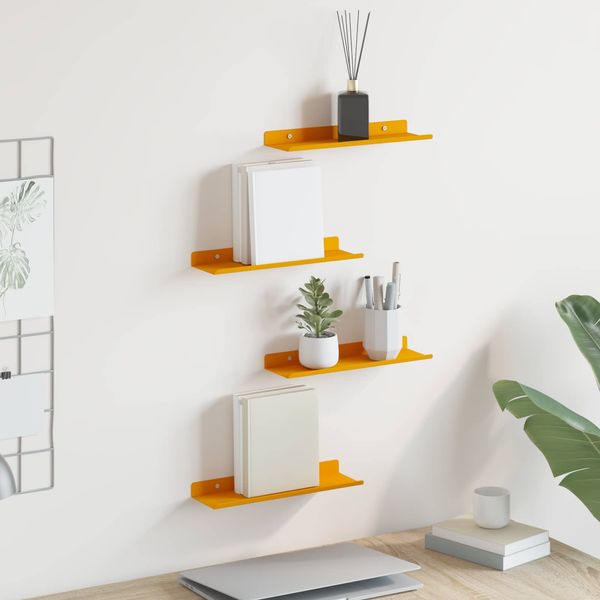 vidaXL Schwebendes Regal 4 pcs Senfgelb 30 x 9 x 2,5 cm Stahl 8003943