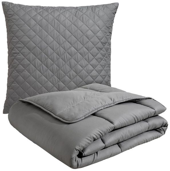 OTTO home Microfaserbettdecke + Microfaserkissen Clarra Spar Set, Decke + Kissen 135x200, 155x200 cm & weitere Größen, Set mit Kissen 40x80 cm, 80x80 cm, Sommer, Herbst, Winter in grau