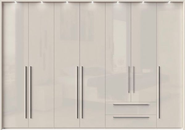 Places of Style Kleiderschrank Piano beige, UV lackiert, hochglänzend, in vielen Breiten mit 2 Schubladen