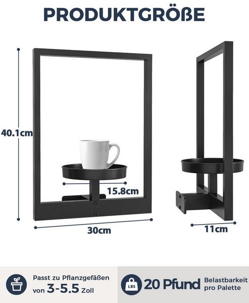 Bamworld Blumenständer Metall Pflanzenständer mit Geflochtenem Tablett (2 St), Modern für Innen/Außen: Wohnzimmer, Terrasse, Balkon