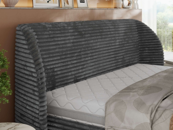 Polsterbett mit Lattenrost, Doppelbett Bettkasten, Bettgestell mit Gasdruckfeder - CAELA CLASSIC - 200 x 200 cm - Grau Cord Bild 3