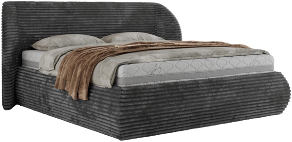 Polsterbett mit Lattenrost, Doppelbett Bettkasten, Bettgestell mit Gasdruckfeder - CAELA CLASSIC - 200 x 200 cm - Grau Cord Bild 5