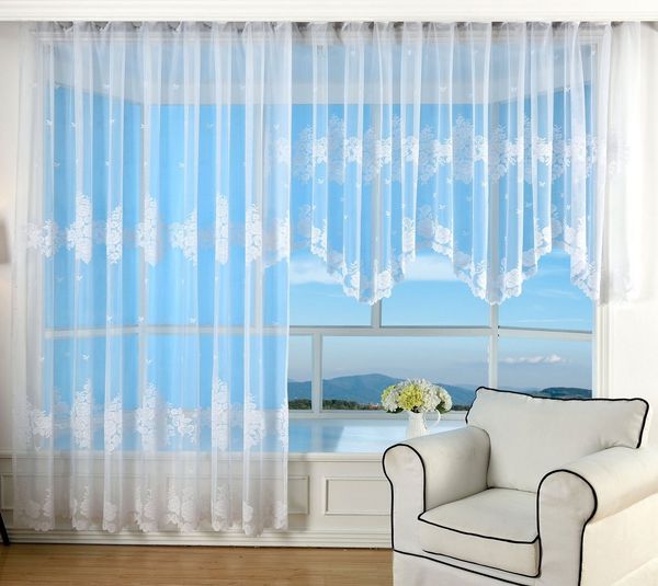 Gardinenbox Bogenstore (1 St), Kräuselband, transparent, Jacquard, Jacquard Blumenmuster Kräuselband Universalband Faltenband 13140
