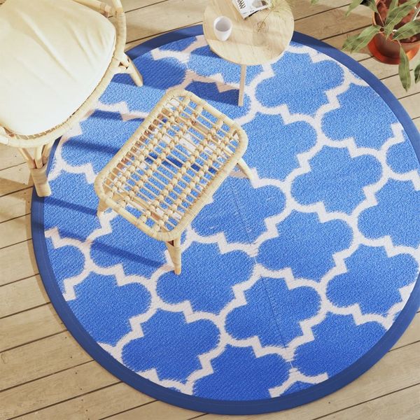 vidaXL Outdoor-Teppich ARAKIL Blau Ø160 cm PP 368539
