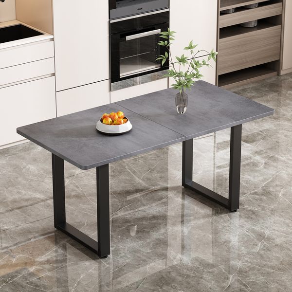 Esstisch im Industriestil, rechteckig, Spanplatte und Metall, schwarz-grau,75*140*70 cm