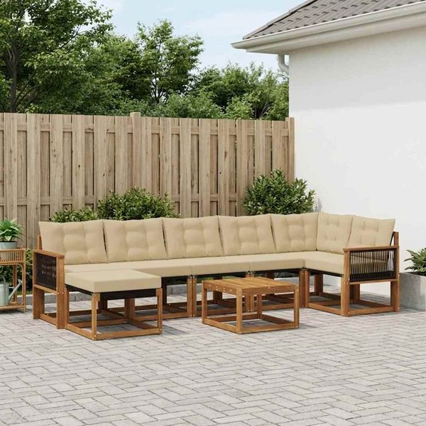 vidaXL Outdoor-Sofagarnitur mit Kissen 8 pcs Natur und Beige 3382113