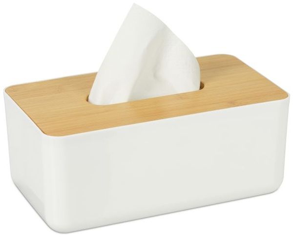 Relaxdays Kosmetiktücher Box mit Holz-Deckel