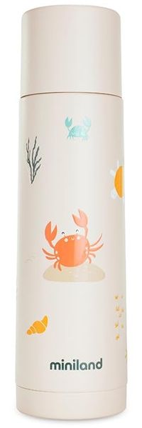 Miniland Trinkflasche aus Edelstahl für 500 ml Flüssigkeit, hält die Temperatur +12h, sowohl kalt als auch warm, mit luftdichtem Verschluss und Tropfschutz, auslaufsichere Trinkflasche | Crabsy