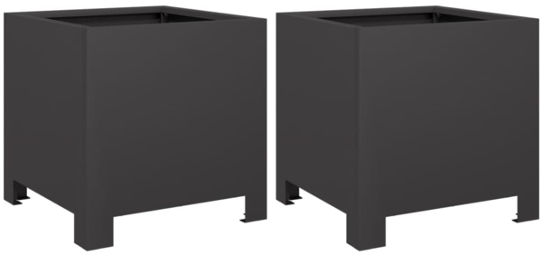 vidaXL Pflanzkübel 2 Stk. Schwarz 30x30x30 Stahl 851186