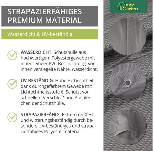 mehr Garten Gartenmöbel-Schutzhülle Premium, Premium Loungehocker-Abdeckung: 85(B)x85(T)x45(H) cm I Robuste Schutzh Bild 2