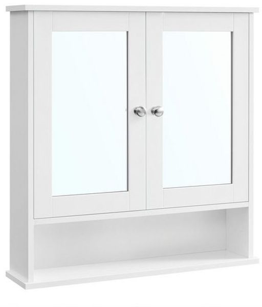 Vasagle Spiegelschrank 2 Spiegeltüren und Ablage, verstellbare Regalebene, 13 x 56,5 x 58,5 cm, weiß