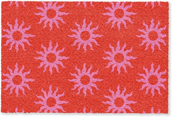 MuchoWow Fußmatte Sonnen - Rot - Rosa - Muster - Sommer, Rechteckig, innen Schmutzfangmatte, Tür, Schmutzfänger Flur, Teppich, 60x40 cm