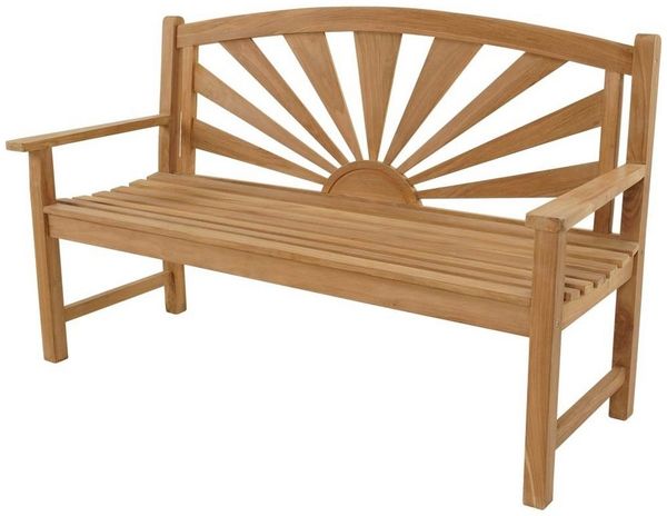 Lesli Living Gartenbank Bank SUNBURST Teak Holz 156cm