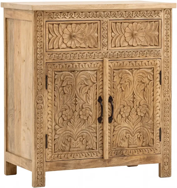 Kommode Massivholz Mango natur 80x90x45 cm massivum Santa Cruz Holzkommode Schubladenkommode Sideboard Boho Flur Bad Schlafzimmer