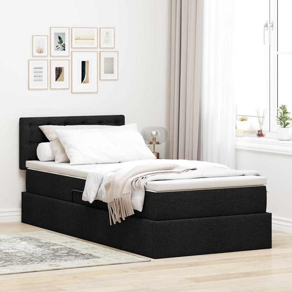 vidaXL Aufbewahrungsbett mit Matratze Schwarz 100 x 200 cm 3370616