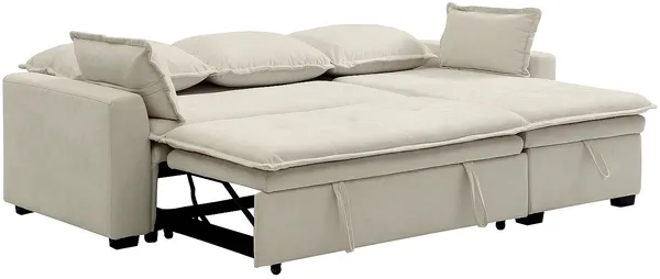 Vente-unique - ZAKILA Sofa Stoff Weiß - B 148 cm x H 89 cm x L 233 cm Bild 7