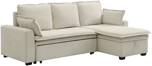 Vente-unique - ZAKILA Sofa Stoff Weiß - B 148 cm x H 89 cm x L 233 cm Bild 4
