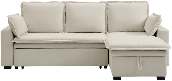Vente-unique - ZAKILA Sofa Stoff Weiß - B 148 cm x H 89 cm x L 233 cm Bild 3