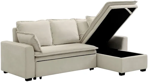 Vente-unique - ZAKILA Sofa Stoff Weiß - B 148 cm x H 89 cm x L 233 cm Bild 6