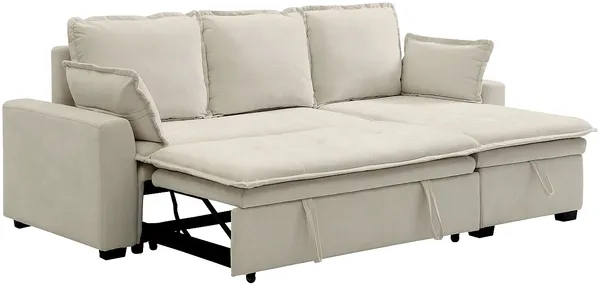 Vente-unique - ZAKILA Sofa Stoff Weiß - B 148 cm x H 89 cm x L 233 cm Bild 5