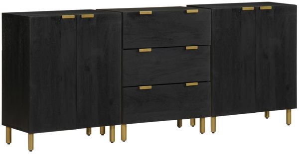 vidaXL 3-tlg. Sideboards Schwarz Holzwerkstoff 3309993