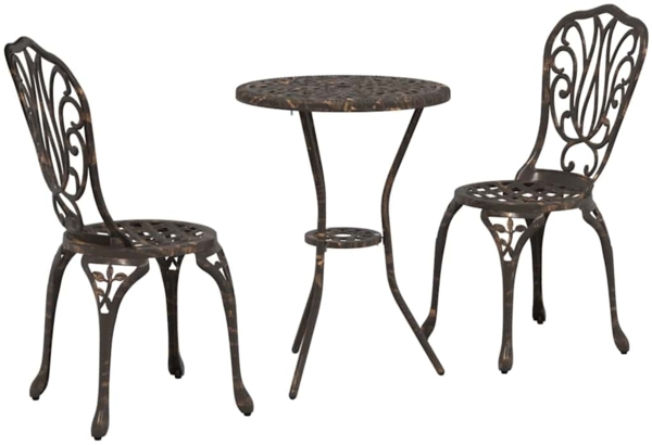 vidaXL Garten Bistro Set 3 pcs Bronze Aluminium 42002382