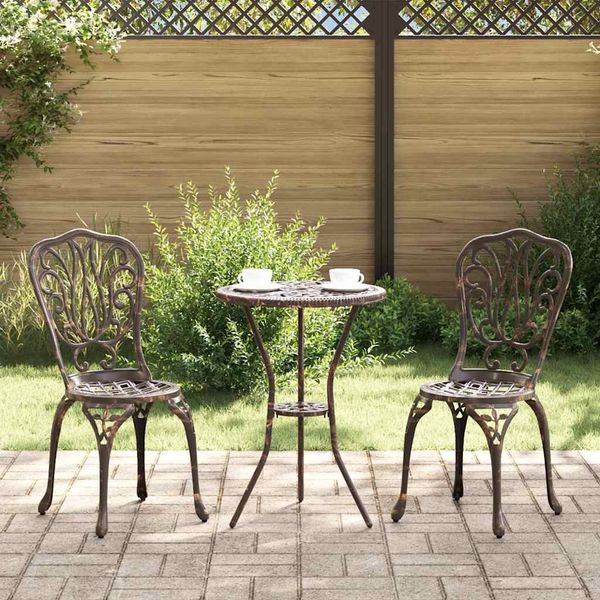vidaXL Garten Bistro Set 3 pcs Bronze Aluminium 42002382