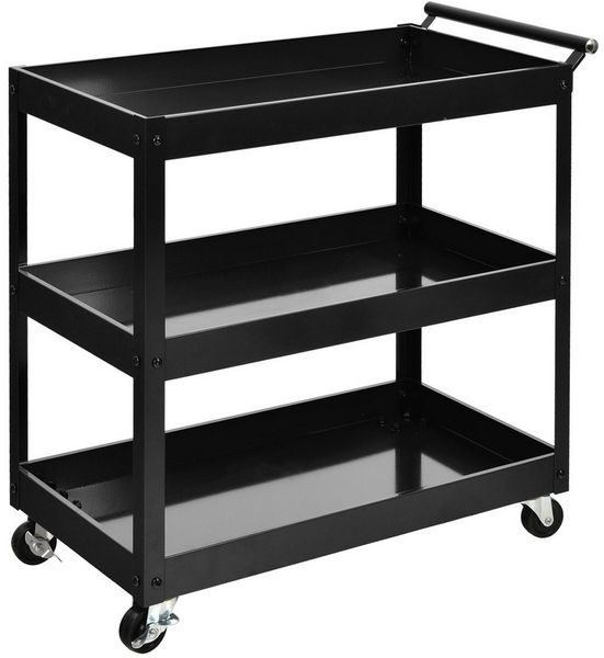 COSTWAY Küchenwagen, auf Rollen, mit 3 Ebenen & Griff, 76 x 38 x 79cm