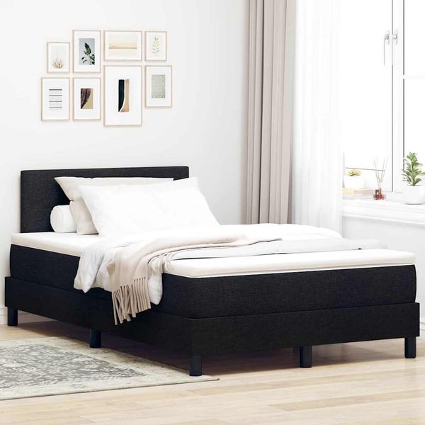 vidaXL Boxspringbett mit LED-Lichtleisten Schwarz 120 x 190 cm Stoff 3342193