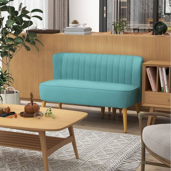 HOMCOM Loveseat Sofa 2 Sitzer mit Samt-Optik (Couch, 1-St, Modern Polstersofa), Grün 117 x 56,5 x 77 cm