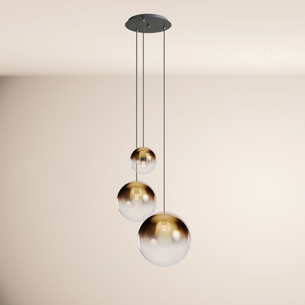 s.luce Orb 3-flammige Galerieleuchte Modular Gold Verlauf, Schwarz