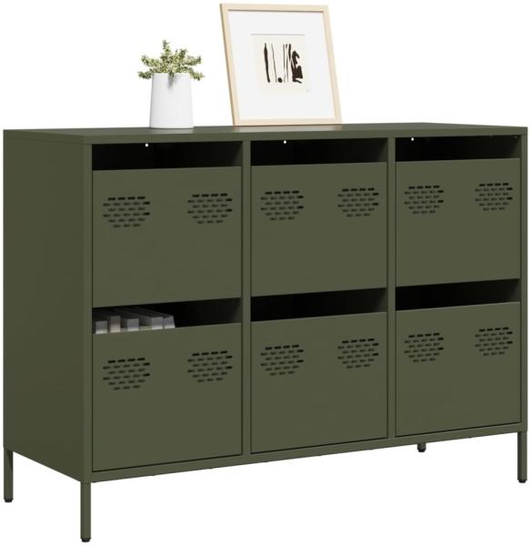 vidaXL Sideboard Olivgrün 101,5x39x73,5 cm Kaltgewalzter Stahl 851266